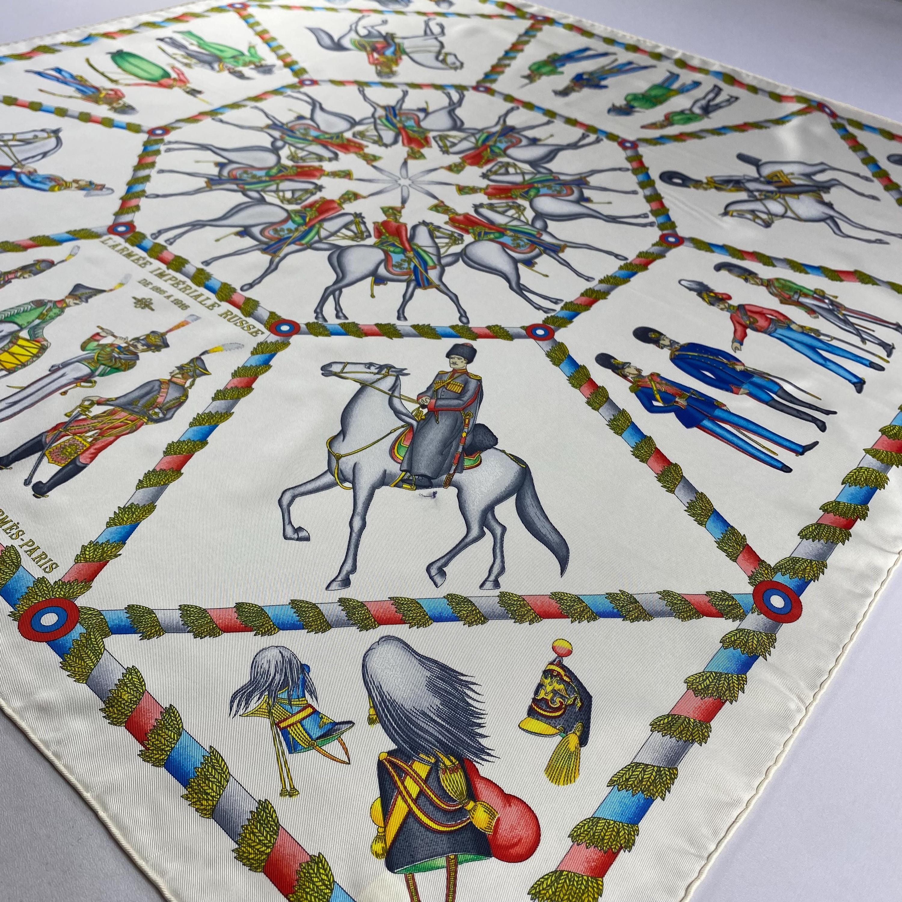 Vintage Hermes L'armee Imperiale Russe Silk Scarf Hermes 34x34