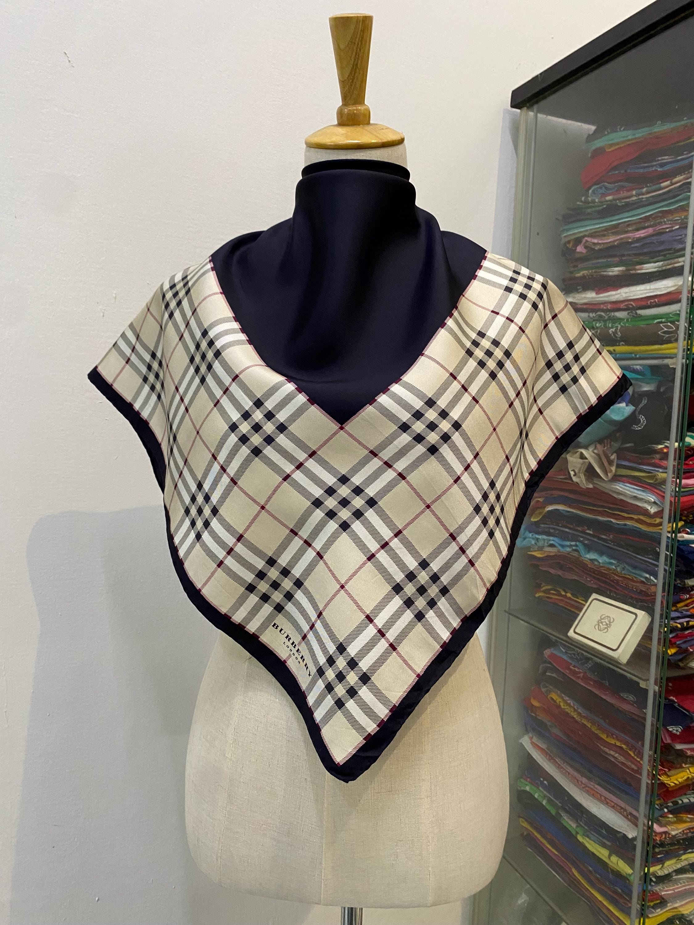ヴィンテージバーバリーシルクスカーフ、バーバリーシルクマフラー