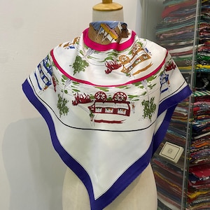 Vintage Hermes Jeu des omnibus et dames blanches Silk Scarf Hermes Square Scarf Vintage Hermes Silk Scarf Hermes Square Scarf