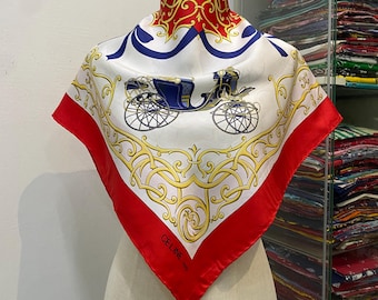 Pañuelo de seda vintage de Celine, bufanda de seda de Celine, pañuelo cuadrado vintage de Celine, chal vintage de Celine, pañuelo de seda de Celine