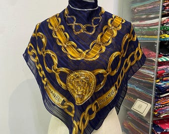 Vintage Silk Scarf, Chanel Vintage Silk Scarf 33 X 34 Inches, No