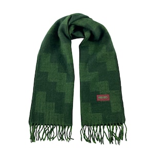Vintage Kenzo Scarf, Vintage Wool Scarf, Wool Long Scarves, Lambswool Winter Scarf, Cozy Warm Wool Scarves, Fringes Long Scarf