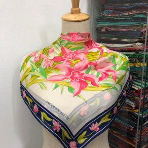 Vintage Jacques Heim Silk Scarf , Vintage Silk Muffler , Vintage Neck Scarf , Vintage Silk Shawl, Silk Neckerchief, Head Silk Scarf