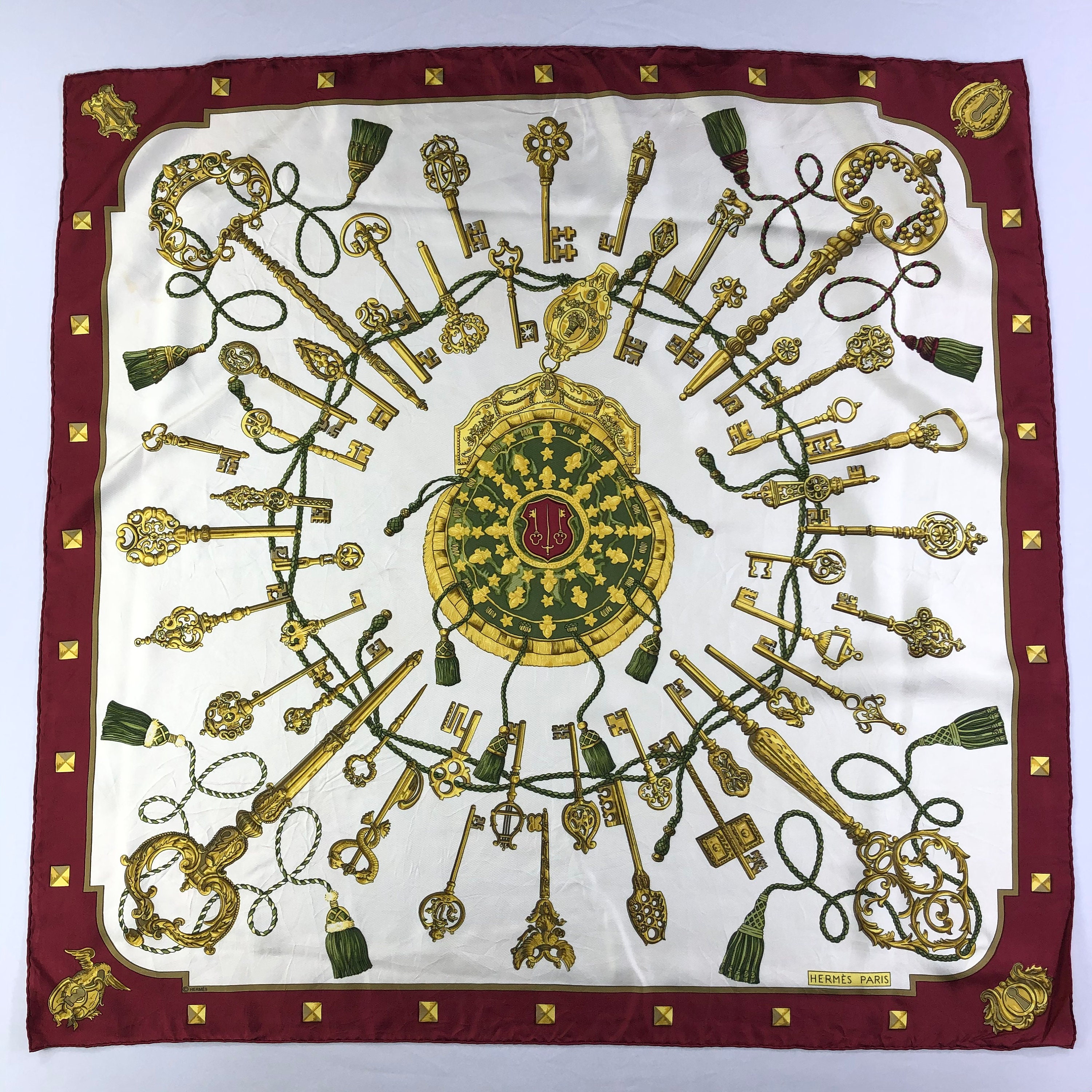 Hermes LES CLES シルクスカーフ Vintage Hermes Les Cles Silk Scarf Hermes Square Scarf Vintage