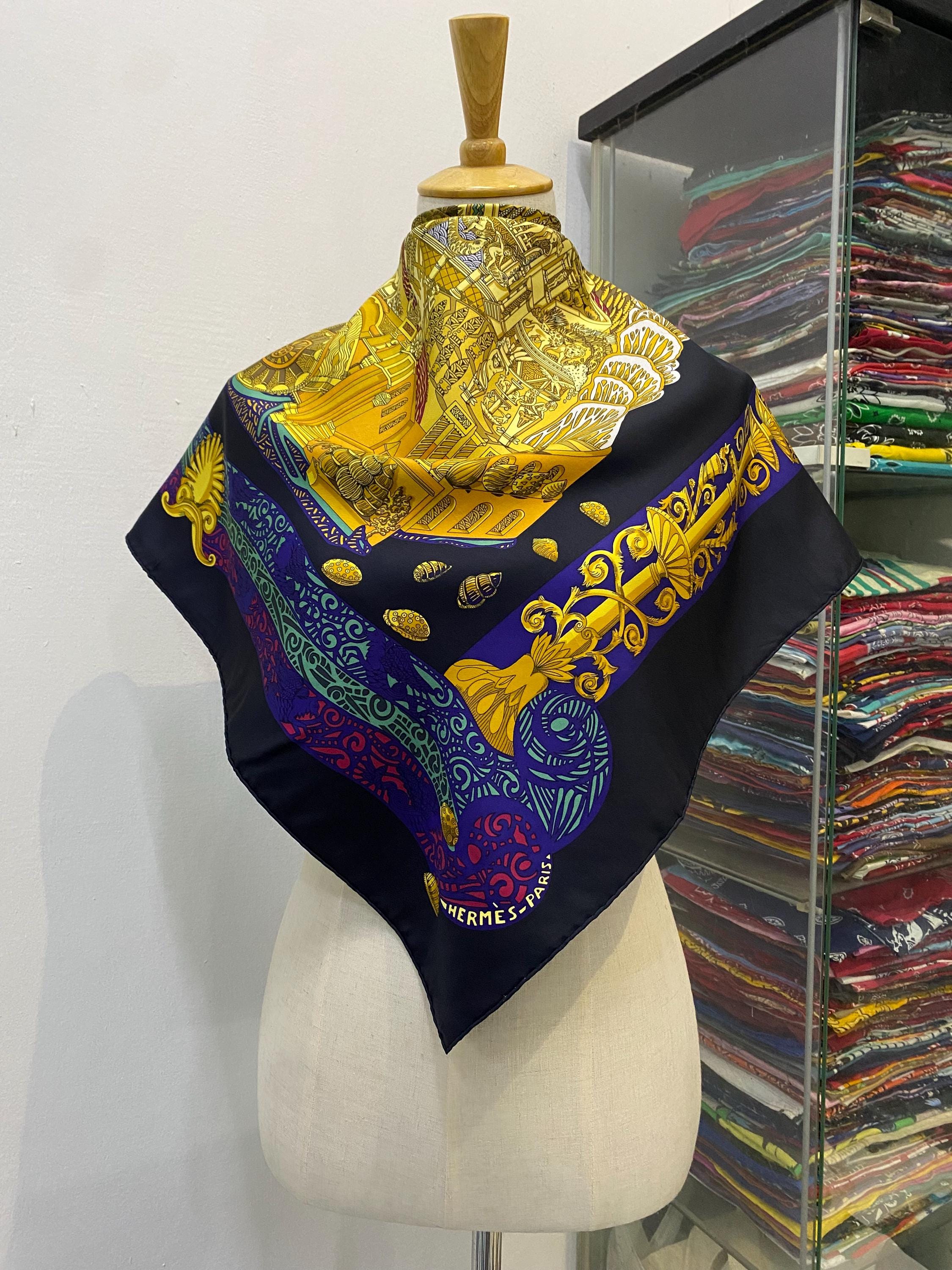 Vintage Hermes L'atlantide Silk Scarf Hermes Square Scarf Vintage