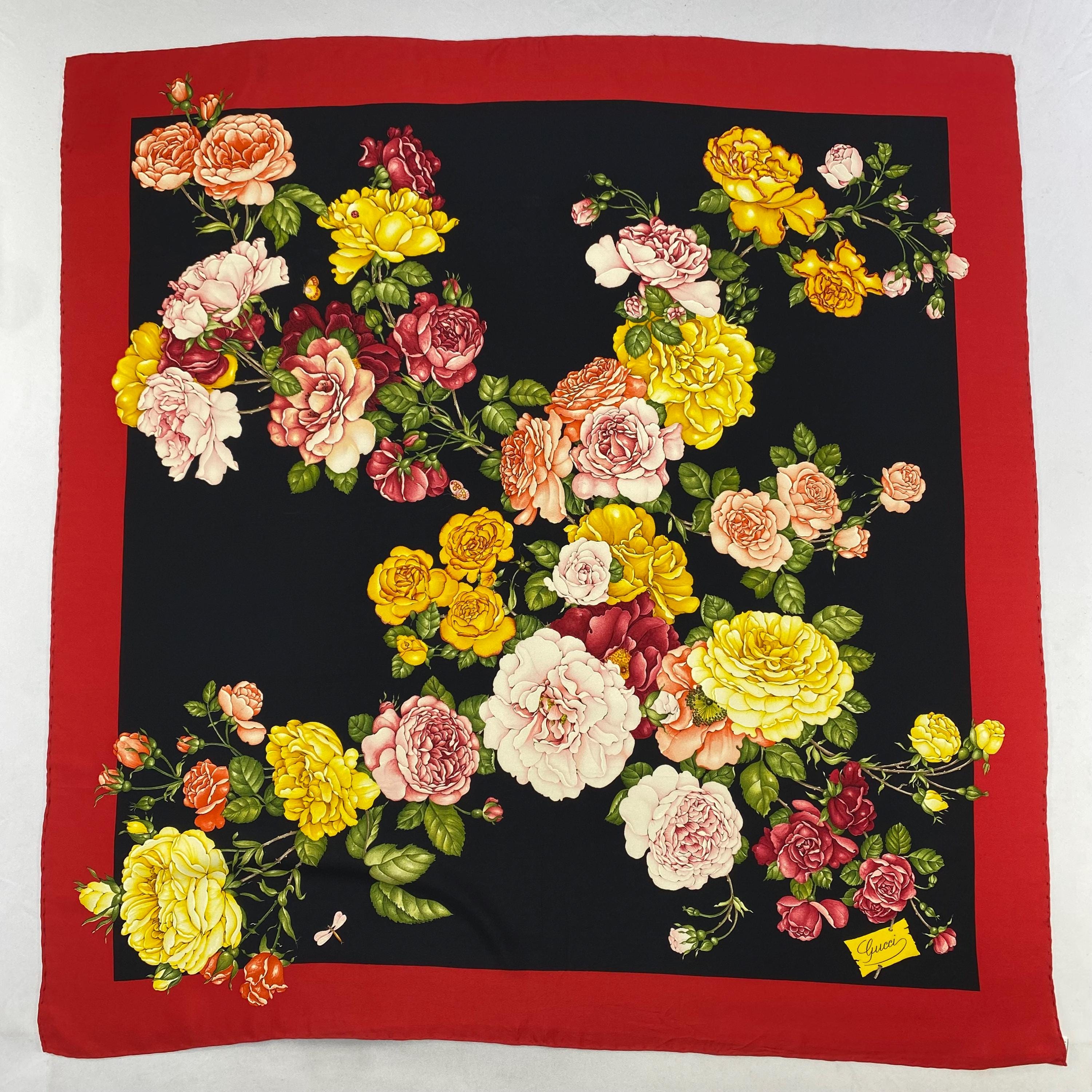 Vintage Gucci Silk Scarf Gucci Silk Muffler Gucci Neck Scarf Gucci