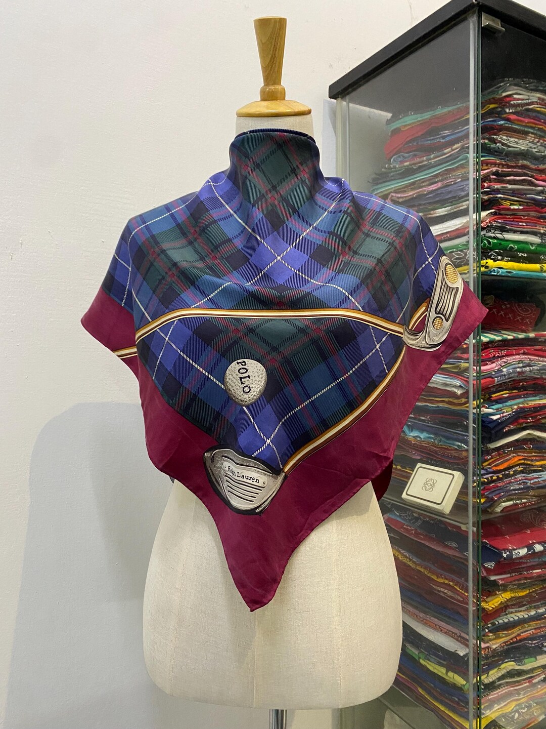Vintage Ralph Lauren Silk Scarf, Ralph Lauren Silk Shawl, Ralph