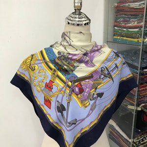 Vintage Silk Scarf Neckerchief Neckwear Muffler Ribbon Bandana Foulard Square Scarf Head Band