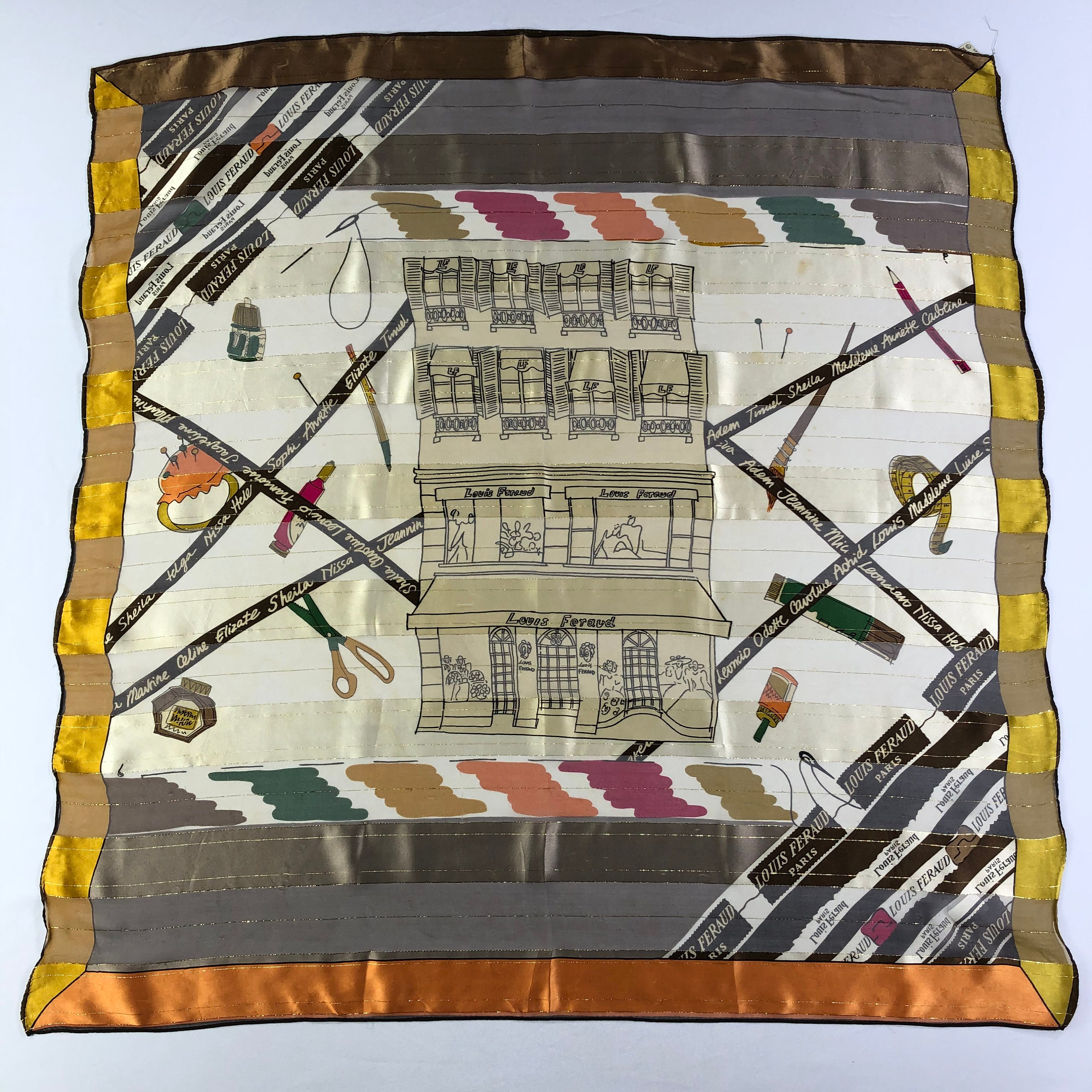 Louis Feraud vintage シルクスカーフ Vintage Louis Feraud Paris Silk Scarf.geometric Scarf Silk