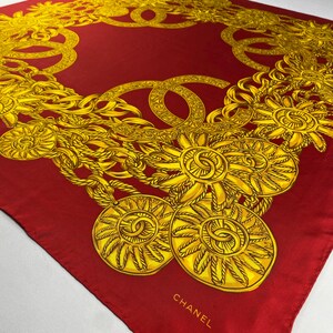 Bufanda de seda vintage de Chanel, bufanda de seda de Chanel, chal vintage de Chanel, pañuelo de seda de Chanel, bufanda vintage de Chanel, bufanda de Chanel París imagen 3