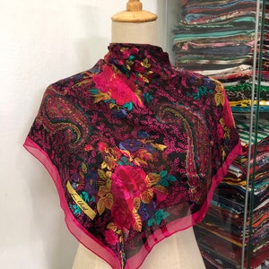 Vintage Silk Scarf, Twill Silk Scarf, Vintage Silk Muffler, Vintage Neck Scarf, Vintage Neck Accessories, Vintage Italian Silk Scarf,