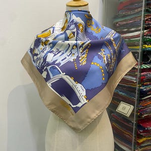 Vintage Celine Silk Scarf, Celine Silk Muffler, Vintage Celine Square Scarf, Vintage Celine Shawl, Celine Silky Scarf