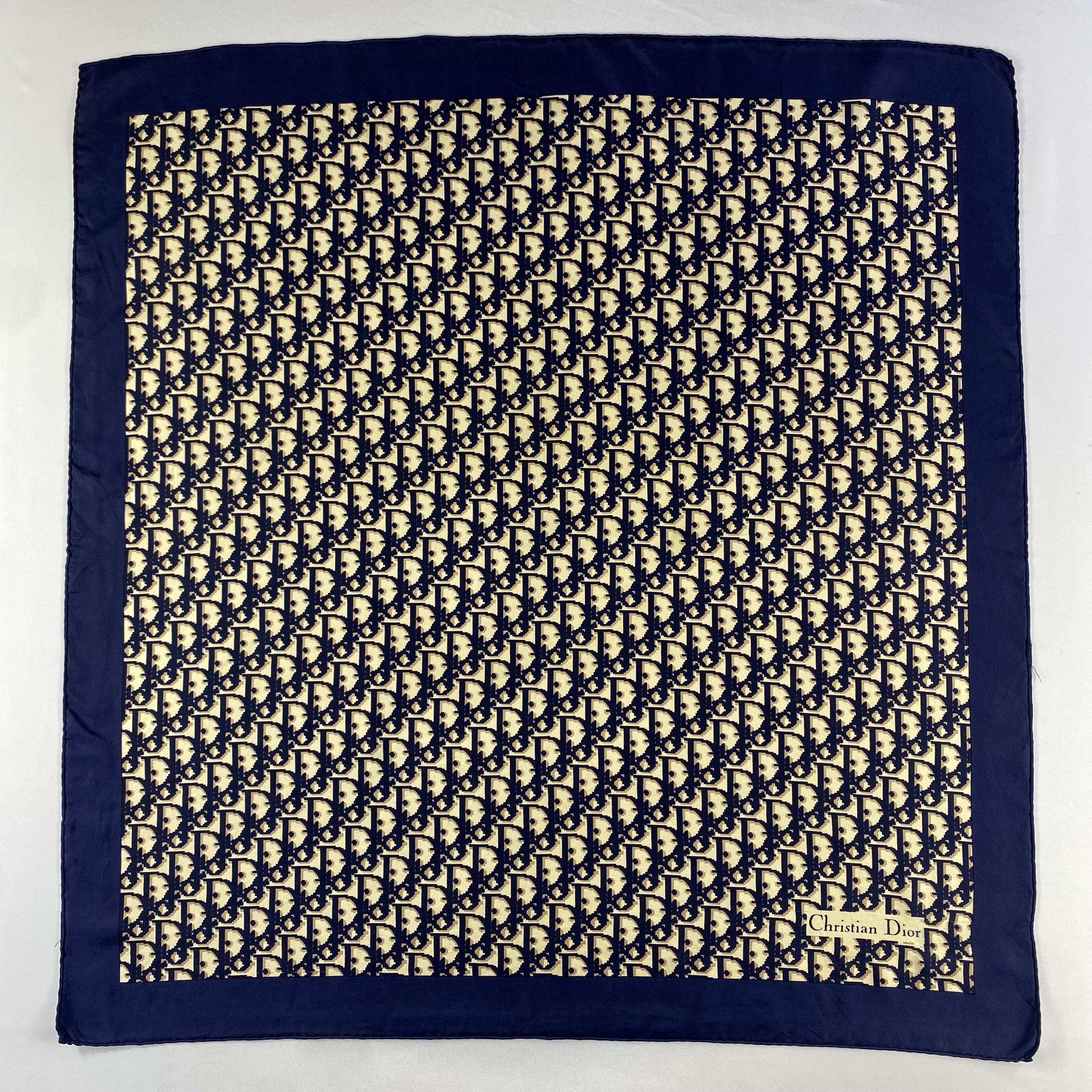 Vintage Christian Dior Oblique Silk Scarf Neckerchief Neckwear