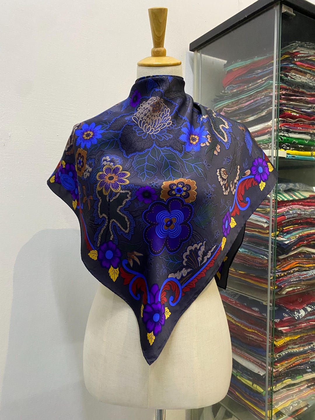 Vintage Gucci Silk Scarf Gucci Silk Muffler Gucci Neck Scarf Gucci