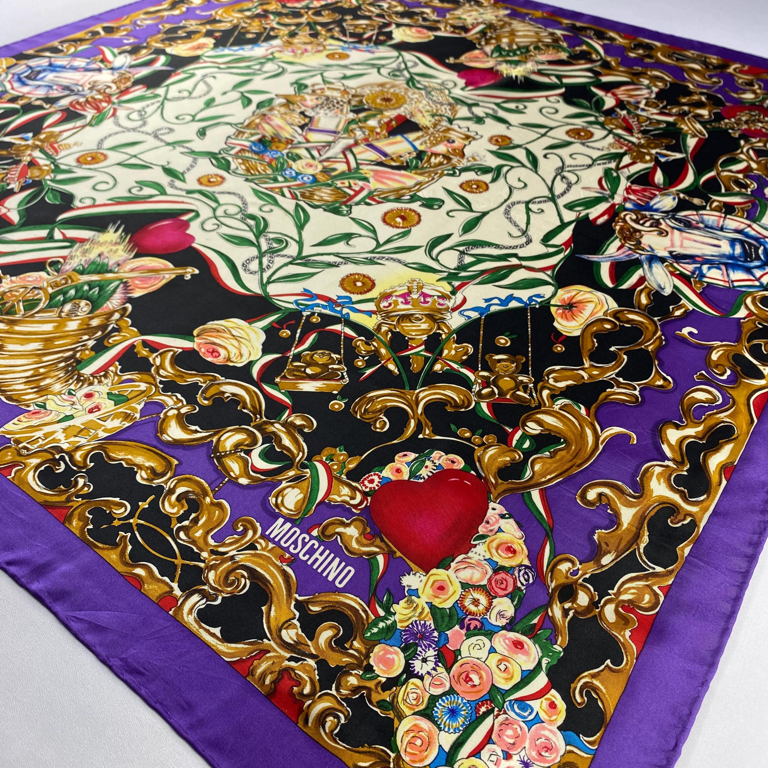 Vintage Moschino Silk Scarf Moschino Silk Muffler Vintage