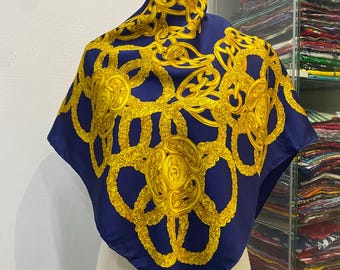 Vintage Chanel Silk Scarf , Chanel Silk Muffler, Vintage Chanel
