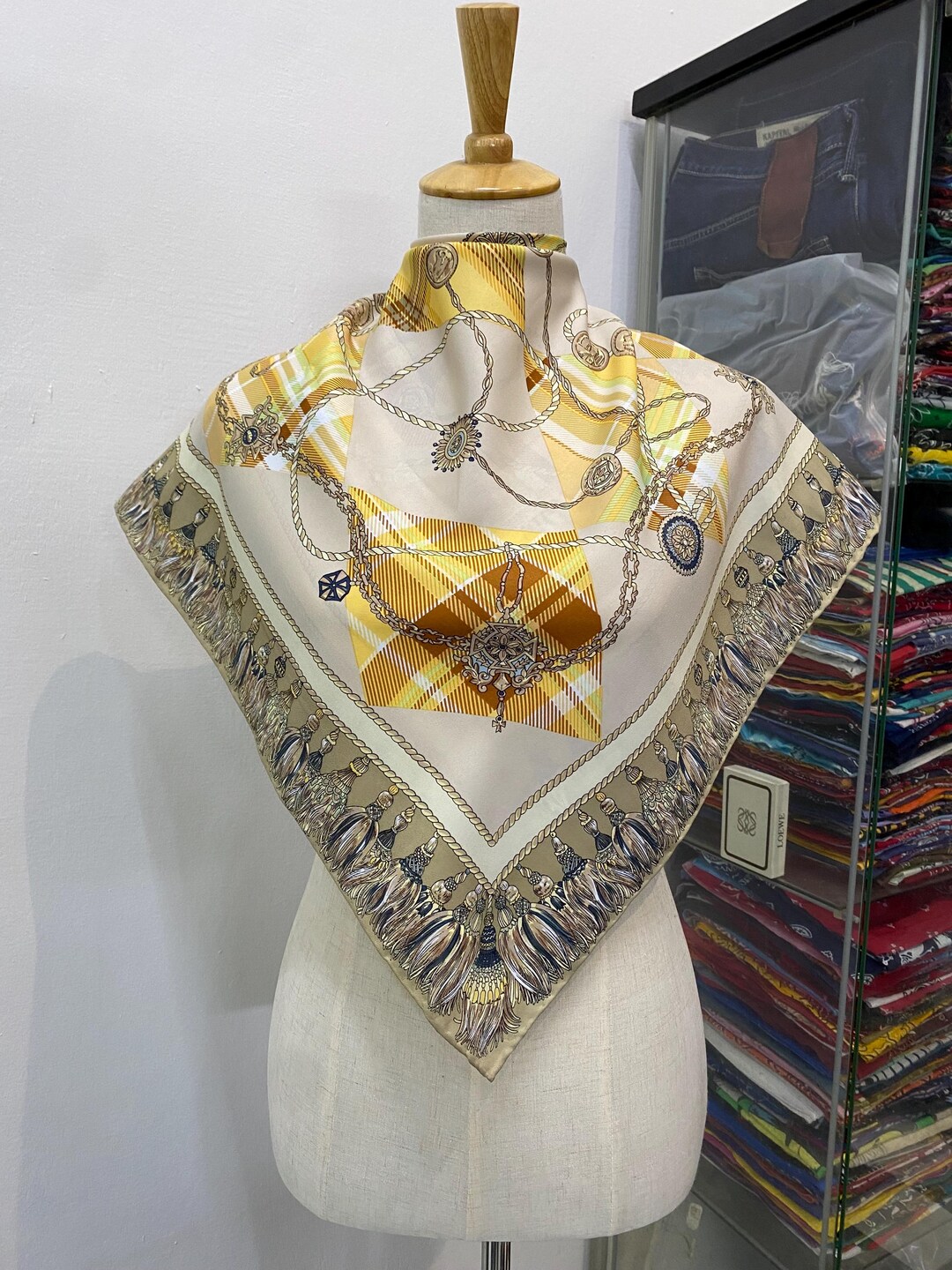 Vintage Silk Scarf, Twill Silk Scarf, Vintage Silk Muffler