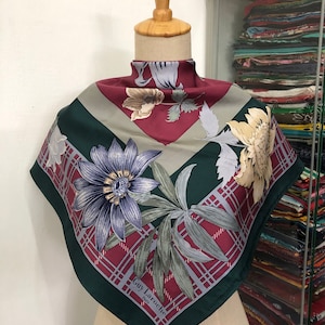 Vintage Guy Laroche Silk Scarf, Guy Laroche Silk Stole, Vintage Guy Laroche Silk Muffler, Guy Laroche Floral Scarf, Vintage Classic Scarf