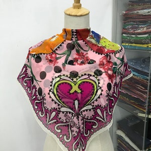 Vintage Moschino Silk Scarf Moschino Silk Muffler Vintage Moschino Silk Neck Scarf Moschino Silk Head Scarf Moschino Shawl