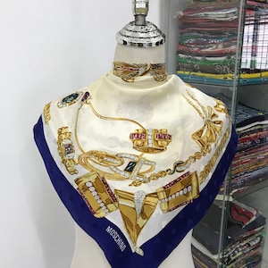 Vintage Moschino Silk Scarf Moschino Silk Muffler Vintage Moschino Silk Neck Scarf Moschino Silk Head Scarf Moschino Shawl