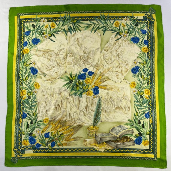 Vintage Loewe Silk Scarf, Loewe Silk Neckerchief, Loewe Neckwear