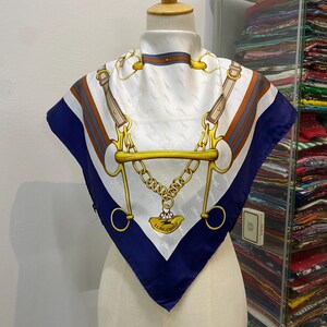 Vintage Longchamp Silk Scarf Neckerchief Neckwear Muffler Ribbon Bandana Foulard Square Scarf Head Band