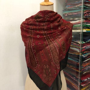 Vintage Silk Scarf, Twill Silk Scarf, Vintage Silk Muffler, Vintage Neck Scarf, Vintage Neck Accessories, Vintage Italian Silk Scarf,