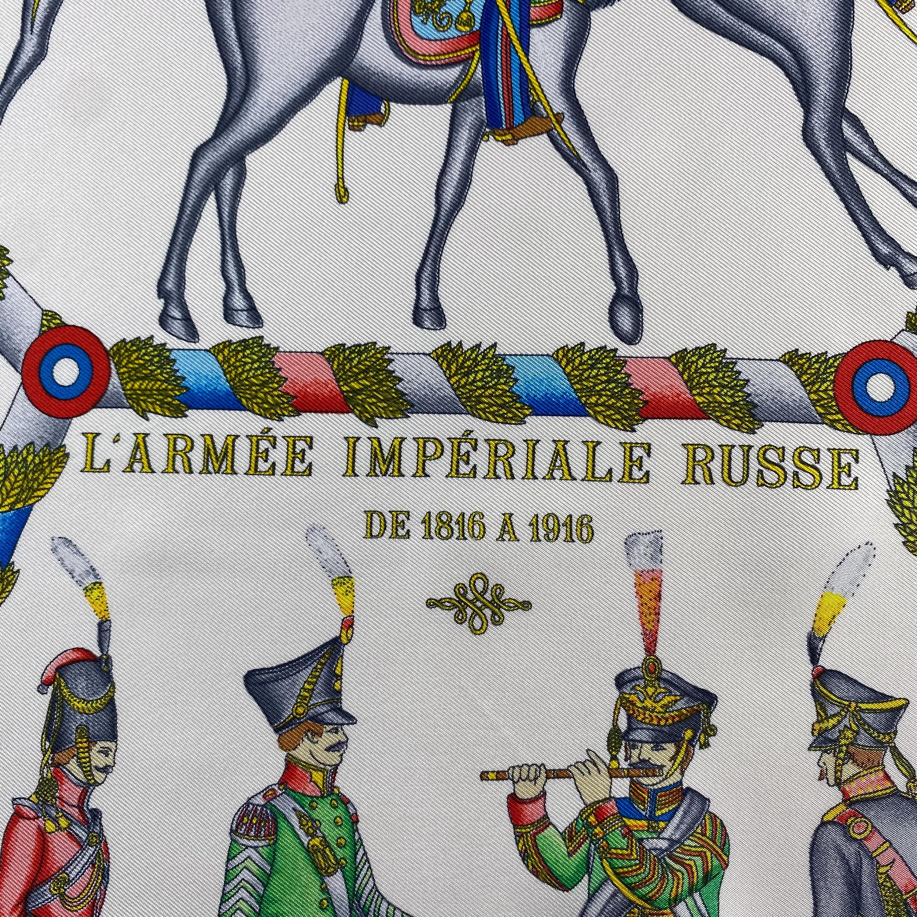 Vintage Hermes L'armee Imperiale Russe Silk Scarf Hermes 34x34