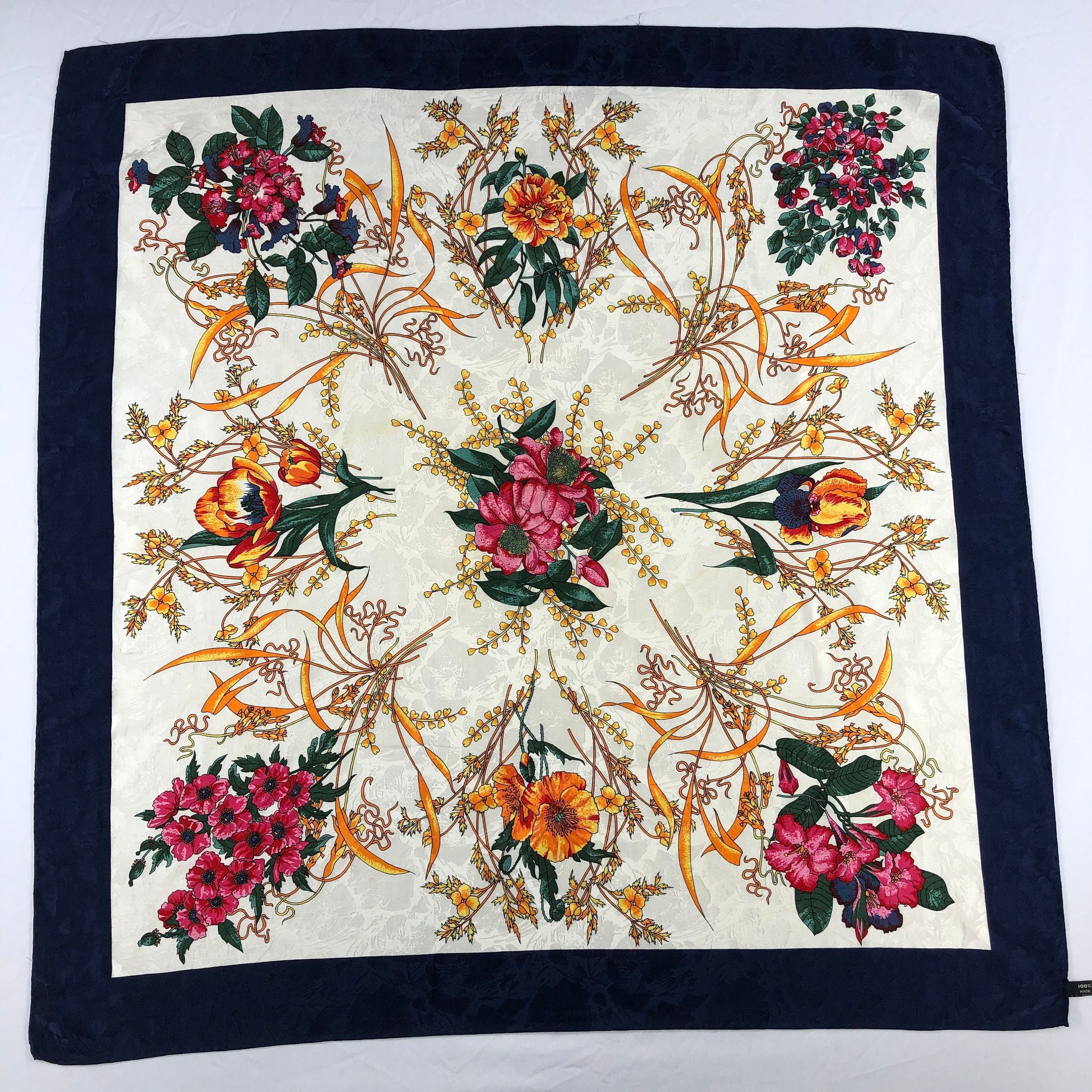 カミエルフォートヘンス SHAWL VINTAGE SILK スカーフ Vintage Silk Scarf, Vintage Silk Neck Scarf, Vintage 80s