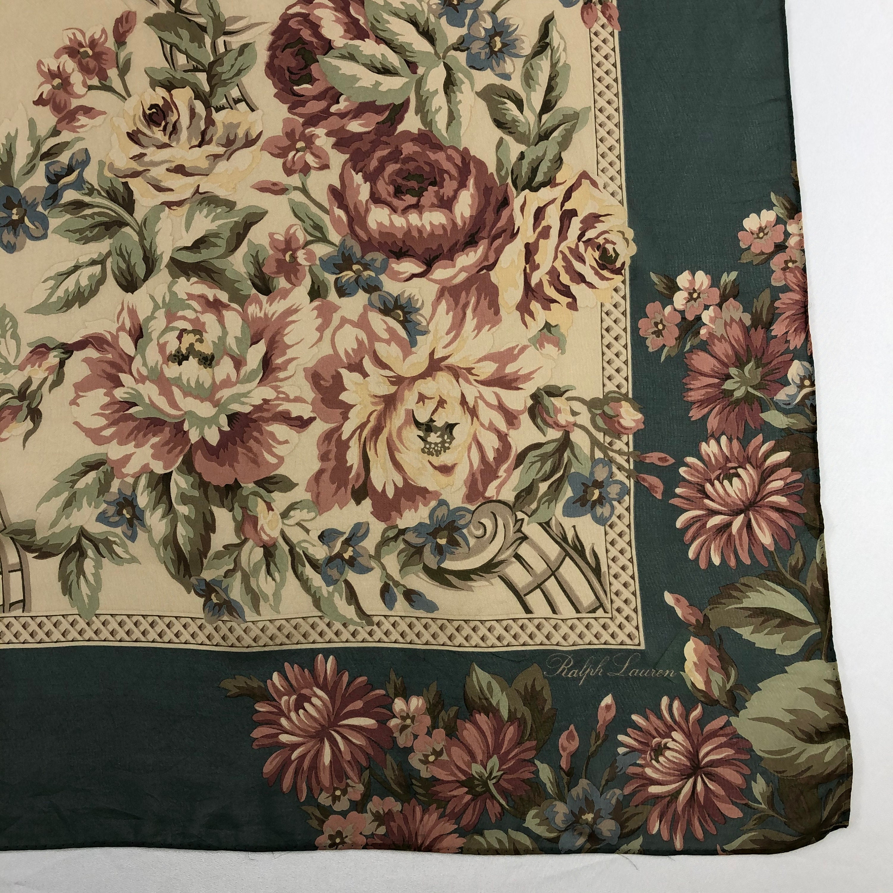 Vintage Ralph Lauren Silk Scarf, Ralph Lauren Silk Shawl