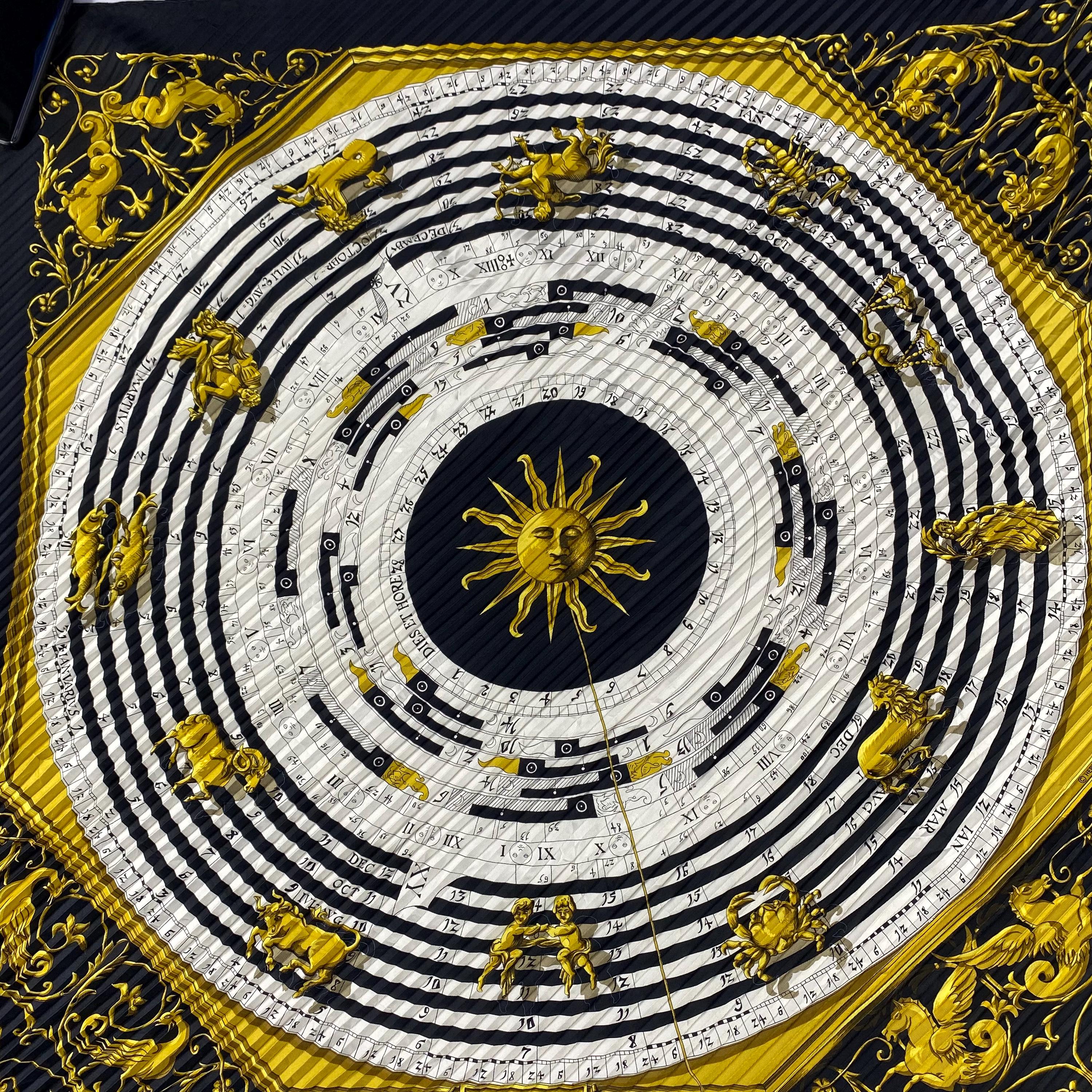 ヴィンテージ エルメス 占星術 DIES ET HORE プリーツシルクスカーフ