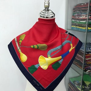 Vintage Celine Silk Scarf, Celine Silk Muffler, Vintage Celine Square Scarf, Vintage Celine Shawl, Celine Silky Scarf