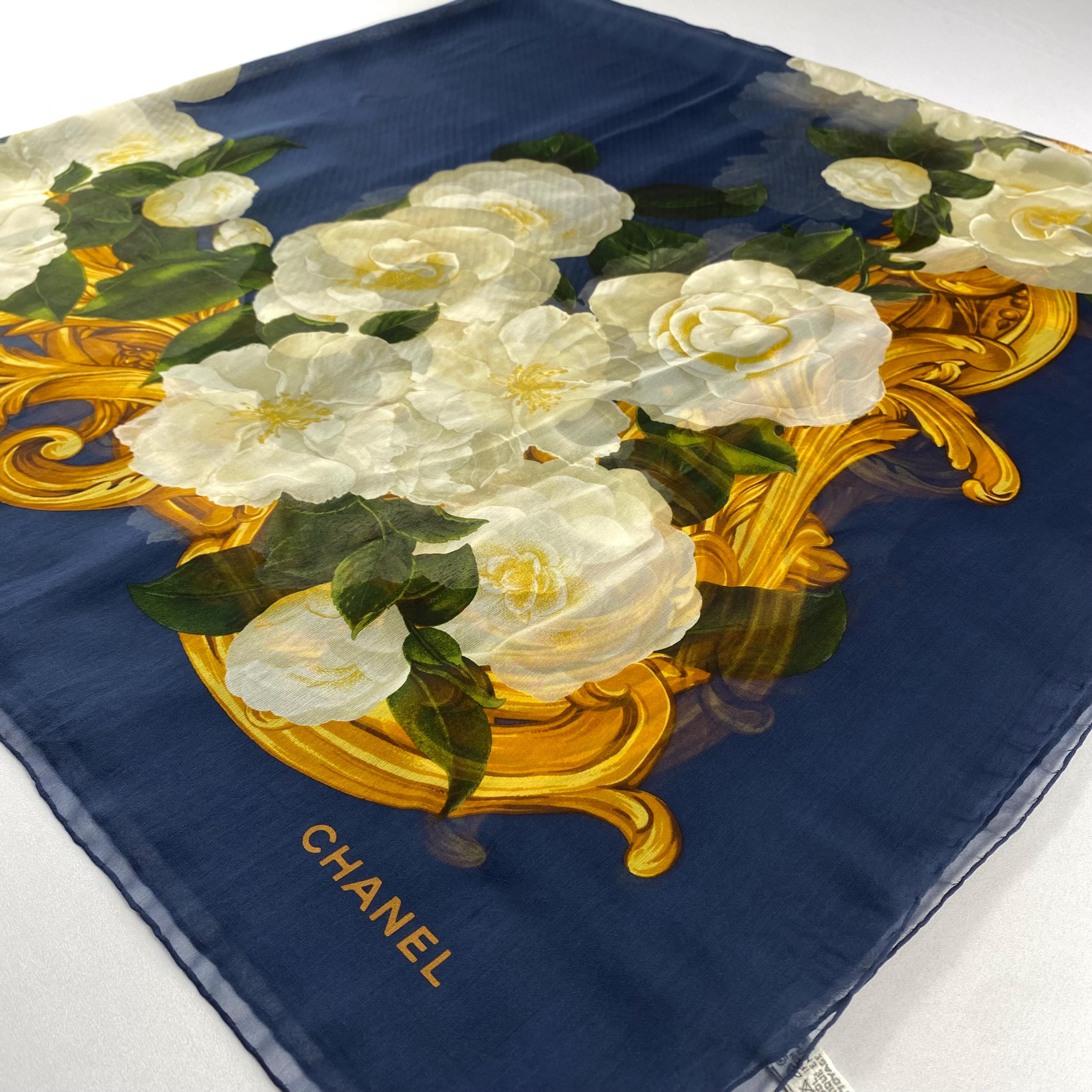 Vintage Chanel Silk Scarf , Chanel Silk Muffler, Vintage Chanel