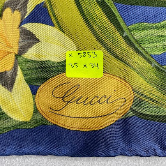 Gucci Vibrant Blue and Gold Artistic Scarf s-l400.jpg main image 4
