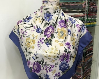 Vintage Silk Scarf, Vintage Silk Neck Scarf, Vintage 80s Silk
