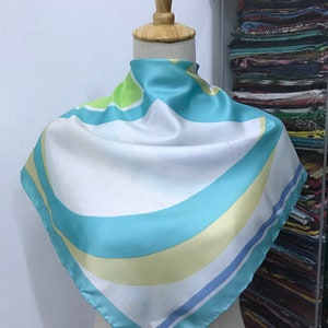 Vintage Silk Scarf, Vintage Silk Neck Scarf, Vintage 80s Silk Muffler, Vintage Classic Silky Scarf, Vintage 80s Shawl,
