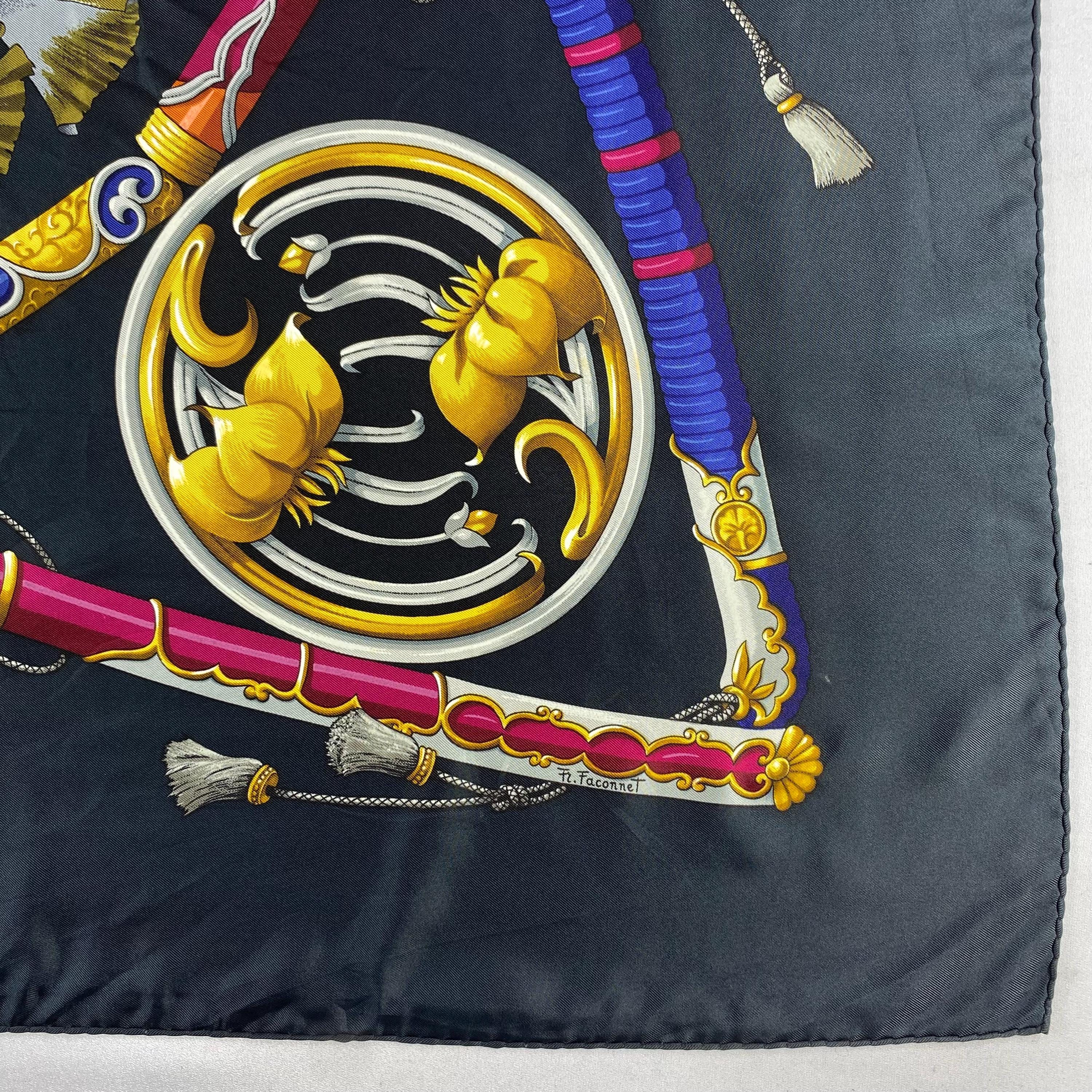 Vintage Hermes Daimyo, Princes Du Soleil Levant Silk Scarf Hermes