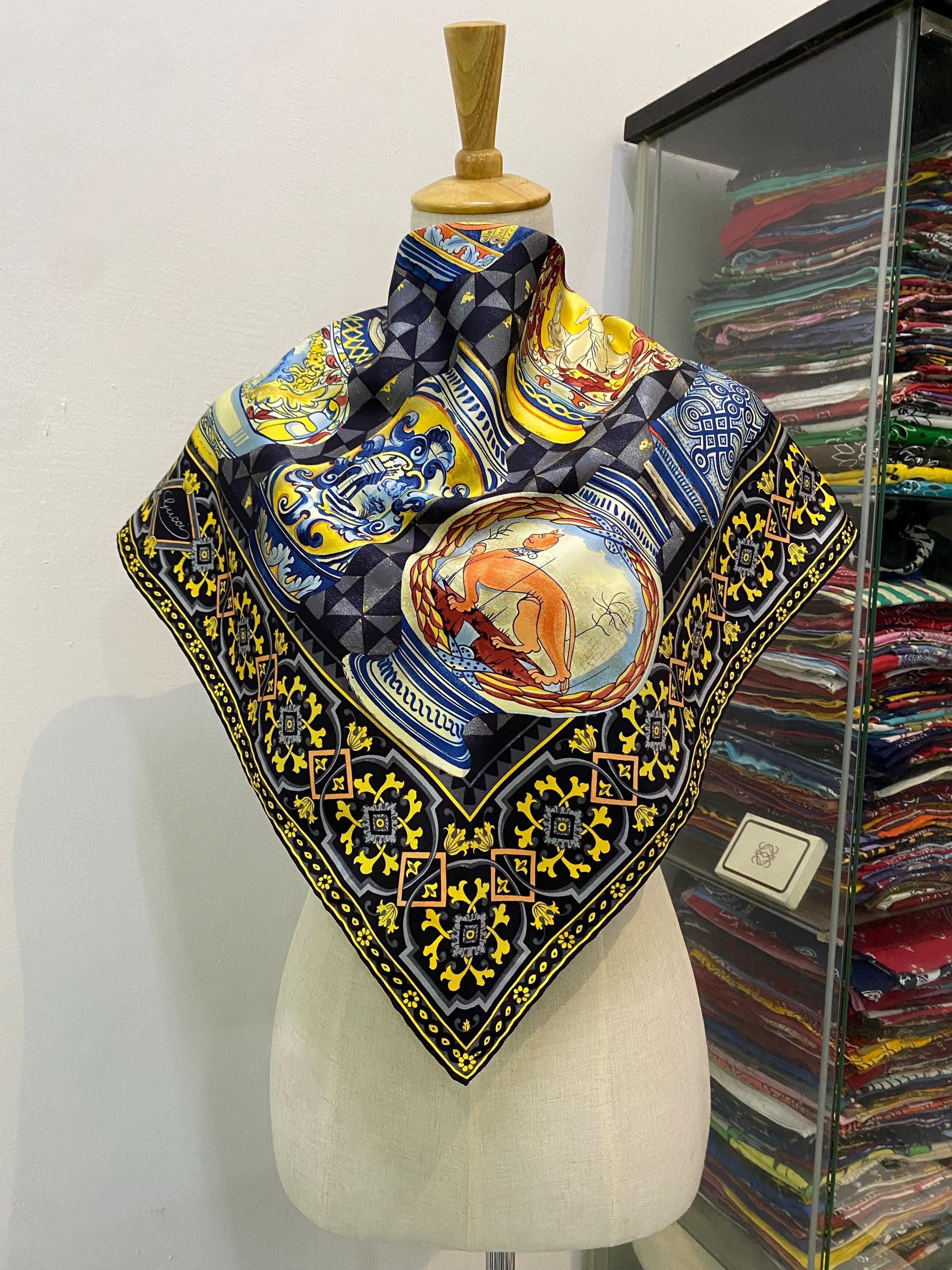 Vintage Gucci Silk Scarf Gucci Silk Muffler Gucci Neck Scarf Gucci