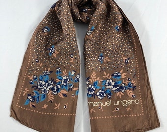 5-38☆80sビンテージ emanuel ungaro レトロシルクスカーフ Vintage Emanuel Ungaro Silk Scarf, Vintage Silk Neck Scarf