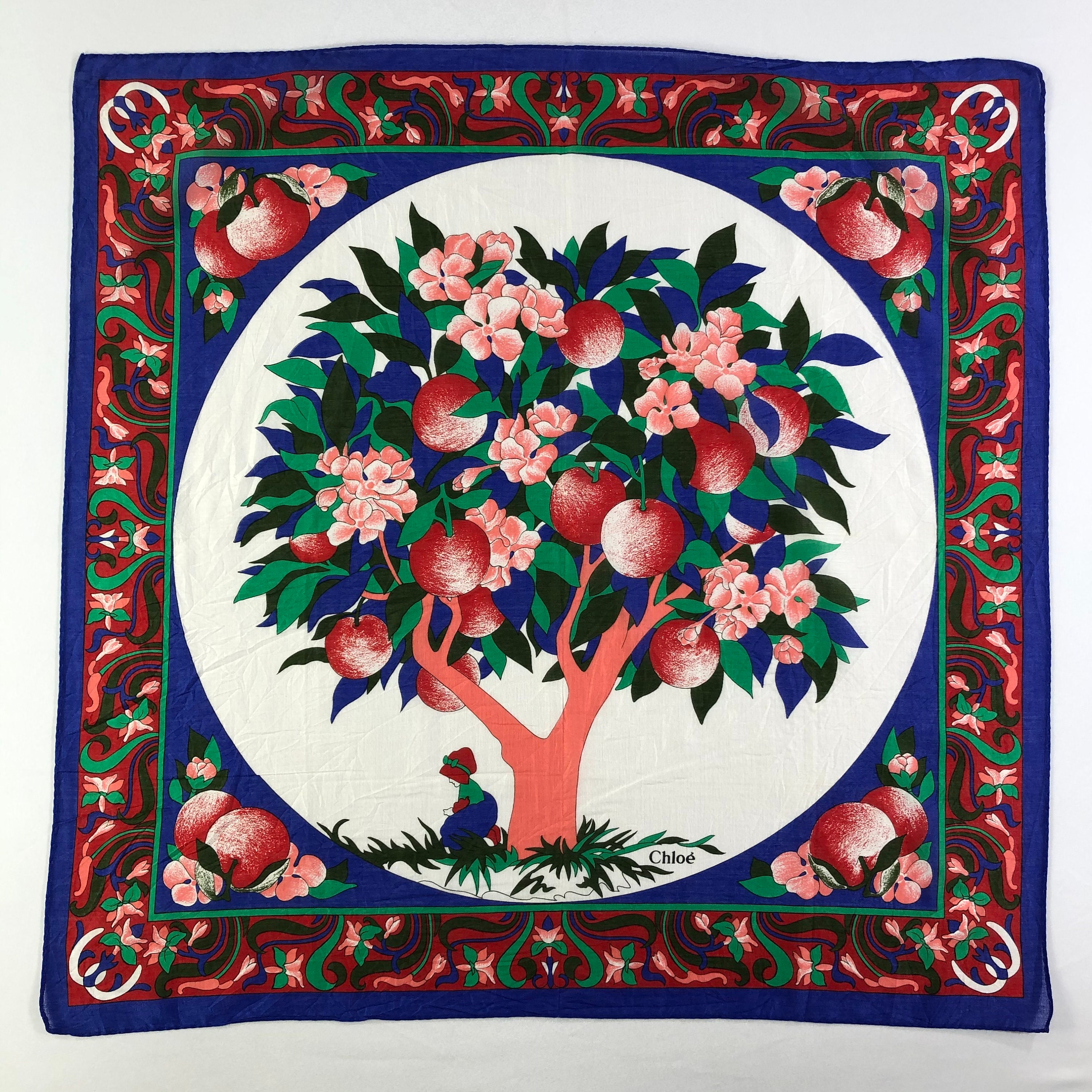 Chloe 90s柄スカーフ Vintage Chloe Silk Scarf, Vintage Designer Scarf, Chloe