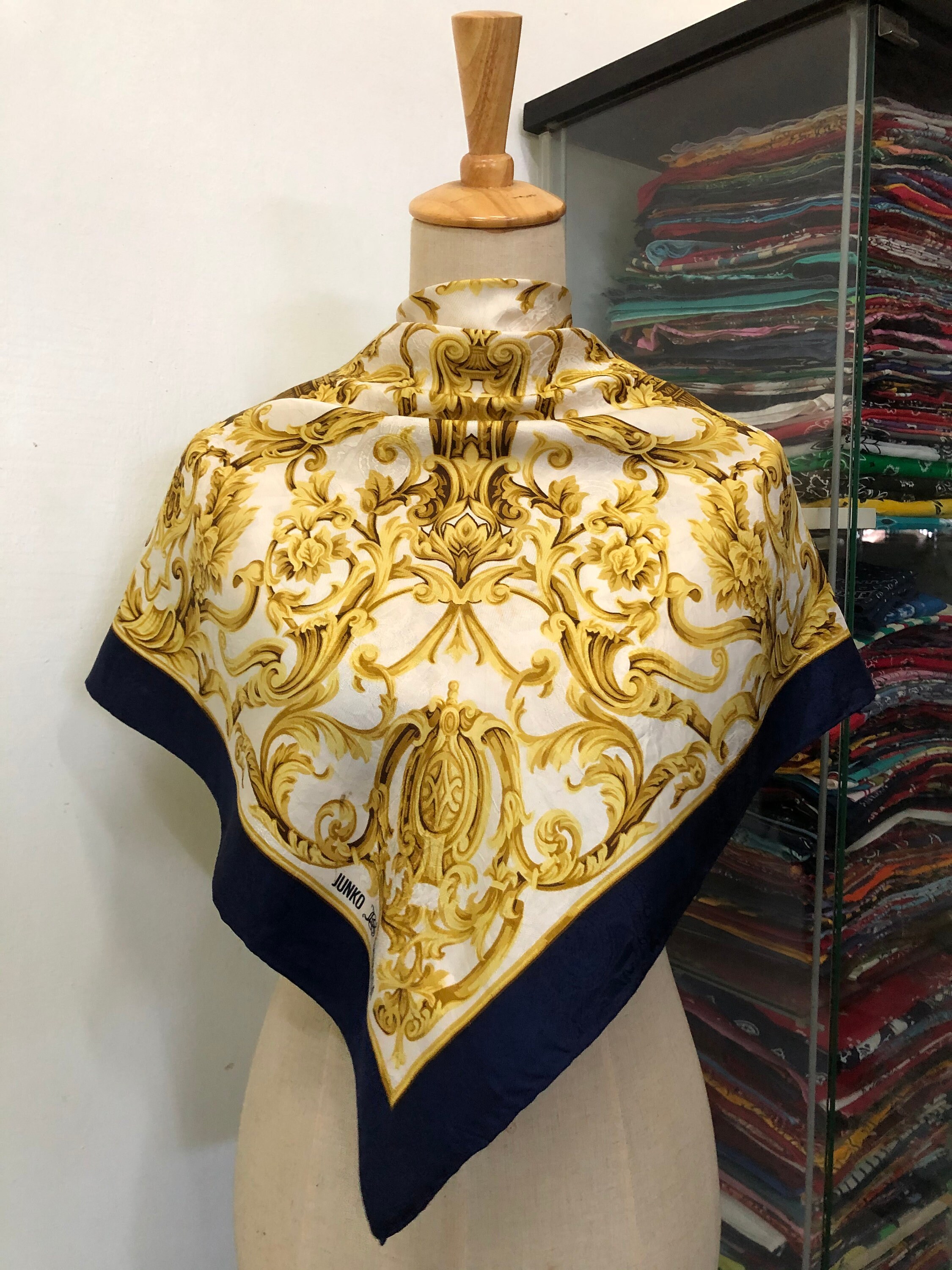 Vintage Junko Shimada Scarf, Twill Silk Scarf, Vintage Silk
