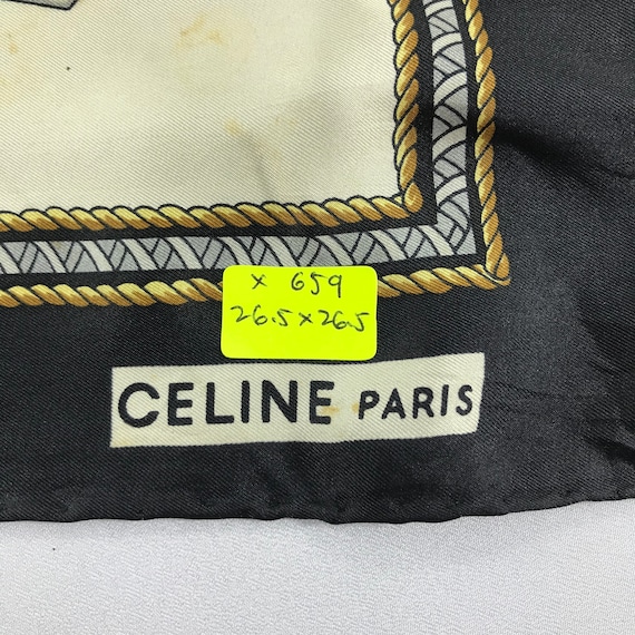 Vintage Celine Silk Scarf, Celine Silk Muffler, Vintage
