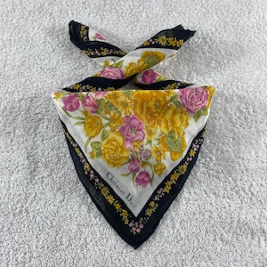 Vintage Dior Handkerchief, Dior Bandana, Vintage Dior Pocket Square, Christian Dior Handkerchief, Vintage Dior Neck Scarf