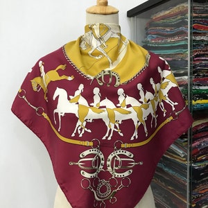 Vintage Hermes Manege Silk Scarf Hermes Silk Muffler Hermes 34x34 Vintage Hermes Foulards Hermes Neck Scarf Hermes Shawl Vintage Red Hermes