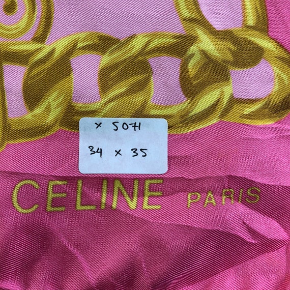 Écharpe Céline Authentique En Soie 100% – Foulard Rectangulaire Vintage Multicolore