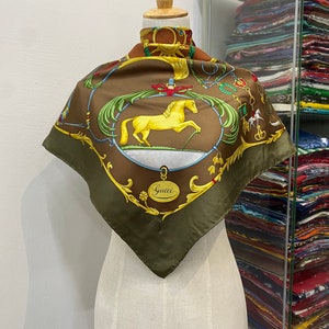 Vintage Gucci Silk Scarf Gucci Silk Muffler Gucci Neck Scarf Gucci Foulards Gucci Square Scarf Gucci Blue Scarf Gucci Flower Scarf