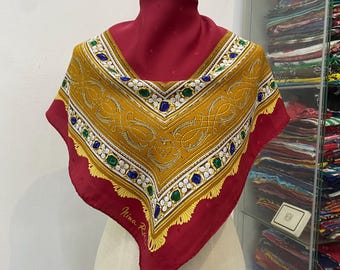 Vintage Nina Ricci Silk Scarf Nina Ricci Silk Shawl Nina Ricci Silk Muffler Vintage Nina Ricci Silk Neck Scarf Nina Ricci Foulards