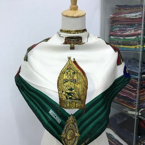 Vintage Moschino Silk Scarf Moschino Silk Muffler Vintage Moschino Silk Neck Scarf Moschino Silk Head Scarf Moschino Shawl