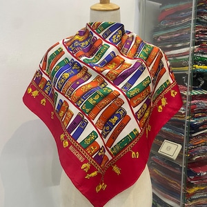 Vintage Moschino Silk Scarf Moschino Silk Muffler Vintage Moschino Silk Neck Scarf Moschino Silk Head Scarf Moschino Shawl