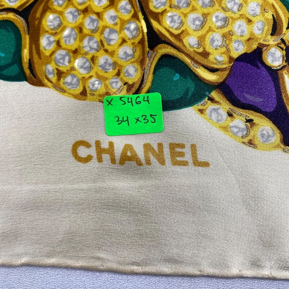 Vintage Chanel Silk Scarf, Chanel Silk Muffler, Vintage Chanel